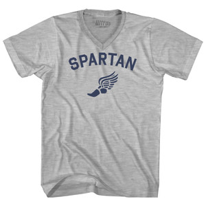 Spartan Running Wings Adult Cotton V-neck T-shirt - Grey Heather