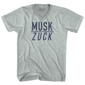 Musk Over Zuck Adult Tri-Blend V-neck T-shirt - Athletic Cool Grey Musk Over Zuck Adult Tri-Blend V-neck T-shirt - Athletic Cool Grey