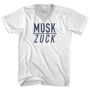Musk Over Zuck Adult Tri-Blend V-neck T-shirt - White