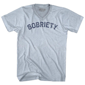 Sobriety Adult Tri-Blend V-neck T-shirt - Athletic White