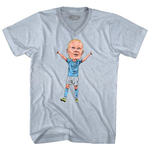 Haaland Big Head Adult Tri-Blend V-neck T-shirt - Athletic White