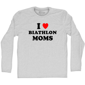 I Love Biathlon Moms Adult Cotton Long Sleeve T-shirt - Grey Heather I Love Biathlon Moms Adult Cotton Long Sleeve T-shirt - Grey Heather