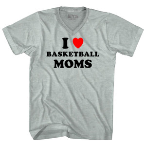 I Love Basketball Moms Adult Tri-Blend V-neck T-shirt - Athletic Cool Grey I Love Basketball Moms Adult Tri-Blend V-neck T-shirt - Athletic Cool Grey
