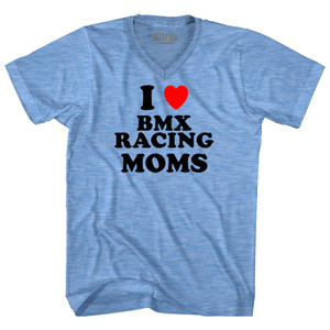 I Love BMX Racing Moms Adult Tri-Blend V-neck T-shirt - Athletic Blue I Love BMX Racing Moms Adult Tri-Blend V-neck T-shirt - Athletic Blue