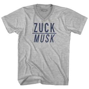 Zuck over Musk Adult Cotton V-neck T-shirt - Grey Heather