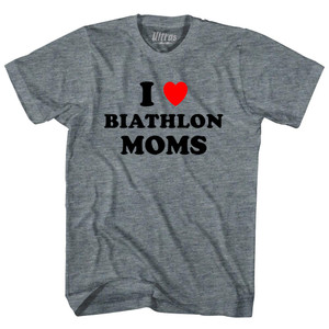 I Love Biathlon Moms Adult Tri-Blend T-shirt - Athletic Grey
