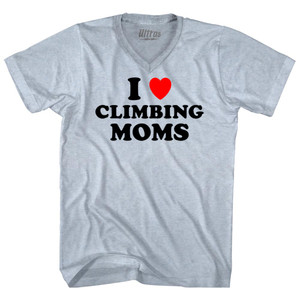 I Love Climbing Moms Adult Tri-Blend V-neck T-shirt - Athletic White