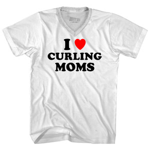 I Love Curling Moms Adult Tri-Blend V-neck T-shirt - White I Love Curling Moms Adult Tri-Blend V-neck T-shirt - White