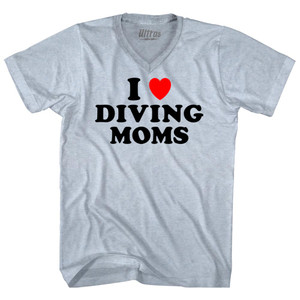 I Love Diving Moms Adult Tri-Blend V-neck T-shirt - Athletic White I Love Diving Moms Adult Tri-Blend V-neck T-shirt - Athletic White