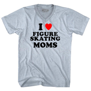 I Love Figure Skating Moms Adult Tri-Blend V-neck T-shirt - Athletic White