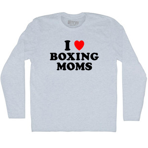 I Love Boxing Moms Adult Tri-Blend Long Sleeve T-shirt - Athletic White