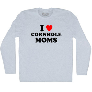 I Love Cornhole Moms Adult Tri-Blend Long Sleeve T-shirt - Athletic White