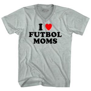 I Love Futbol Moms Adult Tri-Blend V-neck T-shirt - Athletic Cool Grey I Love Futbol Moms Adult Tri-Blend V-neck T-shirt - Athletic Cool Grey