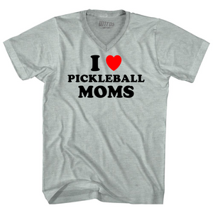 I Love Pickleball Moms Adult Tri-Blend V-neck T-shirt - Athletic Cool Grey I Love Pickleball Moms Adult Tri-Blend V-neck T-shirt - Athletic Cool Grey