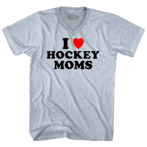 I Love Hockey Moms Adult Tri-Blend V-neck T-shirt - Athletic White I Love Hockey Moms Adult Tri-Blend V-neck T-shirt - Athletic White