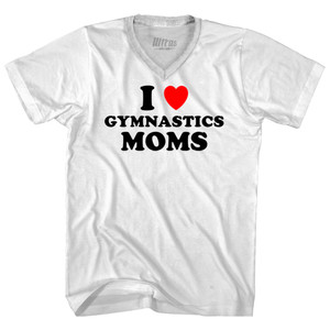 I Love Gymnastics Moms Adult Tri-Blend V-neck T-shirt - White