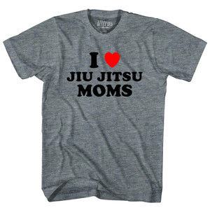 I Love Jiu Jitsu Moms Adult Tri-Blend T-shirt - Athletic Grey