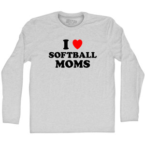 I Love Softball Moms Adult Cotton Long Sleeve T-shirt - Grey Heather I Love Softball Moms Adult Cotton Long Sleeve T-shirt - Grey Heather