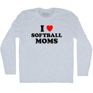 I Love Softball Moms Adult Tri-Blend Long Sleeve T-shirt - Athletic White I Love Softball Moms Adult Tri-Blend Long Sleeve T-shirt - Athletic White