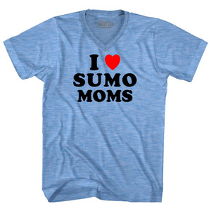 I Love Sumo Moms Adult Tri-Blend V-neck T-shirt - Athletic Blue