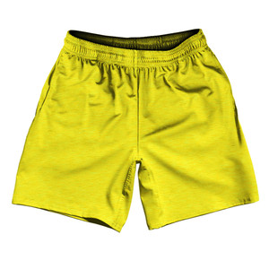 Heathered Athletic Running Fitness Exercise Shorts 7" Inseam Shorts Made In USA - Yellow Canary Heathered Athletic Running Fitness Exercise Shorts 7" Inseam Shorts Made In USA - Yellow Canary