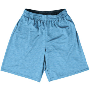 Heathered Basketball Practice Shorts Made In USA - Blue Carolina