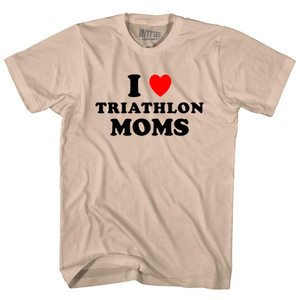 I Love Triathlon Moms Adult Cotton T-shirt - Creme