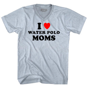 I Love Water Polo Moms Adult Tri-Blend V-neck T-shirt - Athletic White I Love Water Polo Moms Adult Tri-Blend V-neck T-shirt - Athletic White