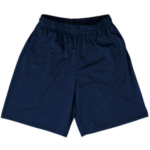 Heathered Lacrosse Shorts Made In USA - Blue Navy Heathered Lacrosse Shorts Made In USA - Blue Navy