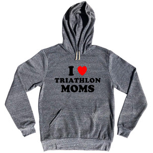 I Love Triathlon Moms Tri-Blend Hoodie - Athletic Grey