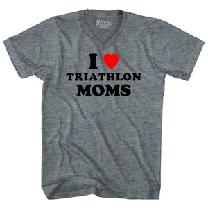 I Love Triathlon Moms Adult Tri-Blend V-neck T-shirt - Athletic Grey I Love Triathlon Moms Adult Tri-Blend V-neck T-shirt - Athletic Grey