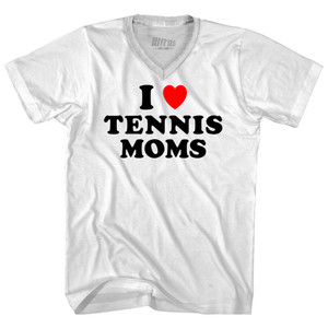 I Love Tennis Moms Adult Tri-Blend V-neck T-shirt - White