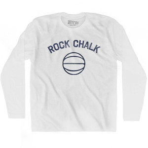 Rock Chalk Basketball Adult Cotton Long Sleeve T-shirt - White