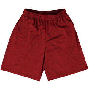 Heathered Lacrosse Shorts Made In USA - Red Dark