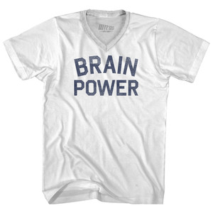 Brain Power Adult Tri-Blend V-neck T-shirt - White