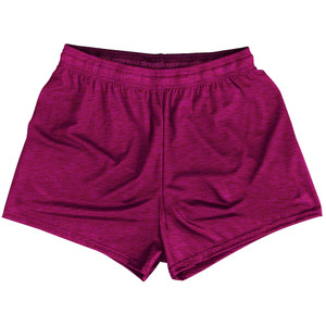 Heathered Womens & Girls Sport Shorts End Made In USA - Pink Fuschia Heathered Womens & Girls Sport Shorts End Made In USA - Pink Fuschia