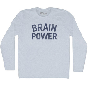 Brain Power Adult Tri-Blend Long Sleeve T-shirt - Athletic White