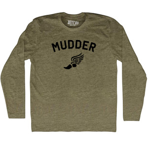 Mudder Running Wings Adult Tri-Blend Long Sleeve T-shirt - Military Green