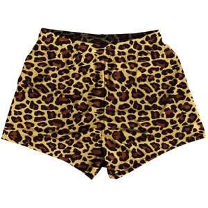 Cheetah Pattern Womens & Girls Sport Shorts End Made In USA - Yellow Cheetah Pattern Womens & Girls Sport Shorts End Made In USA - Yellow