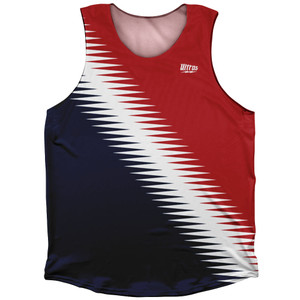 Lightning Fast Pattern Athletic Tank Top - Navy White Red