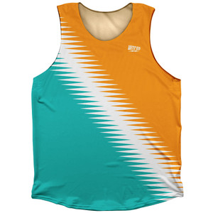 Lightning Fast Pattern Athletic Tank Top - Tiffany Blue White Orange Lightning Fast Pattern Athletic Tank Top - Tiffany Blue White Orange