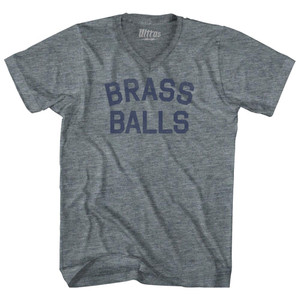 Brass Balls Adult Tri-Blend V-neck T-shirt - Athletic Grey