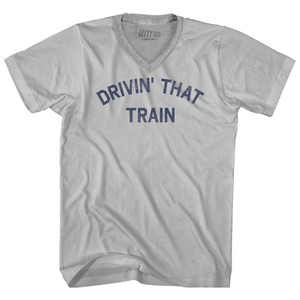 Drivin' That Train Adult Tri-Blend V-neck T-shirt - Cool Grey