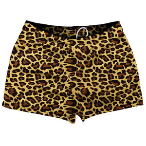 Cheetah Pattern Shorty Short Gym Shorts 2.5" Inseam Made In USA - Yellow Cheetah Pattern Shorty Short Gym Shorts 2.5" Inseam Made In USA - Yellow