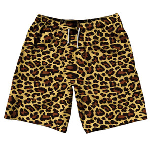 Cheetah Pattern 10" Swim Shorts Made in USA - Yellow Cheetah Pattern 10" Swim Shorts Made in USA - Yellow