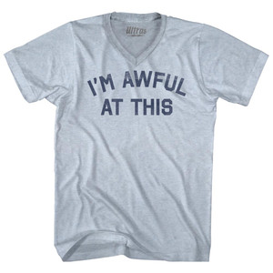 I'm Awful At This Adult Tri-Blend V-neck T-shirt - Athletic White