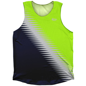 Lightning Fast Pattern Athletic Tank Top - Navy Cool Grey Medium Neon Green Lightning Fast Pattern Athletic Tank Top - Navy Cool Grey Medium Neon Green