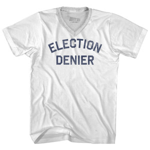 Election Denier Adult Tri-Blend V-neck T-shirt - White