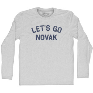 Let's Go Novak Adult Cotton Long Sleeve T-shirt - Grey Heather Let's Go Novak Adult Cotton Long Sleeve T-shirt - Grey Heather