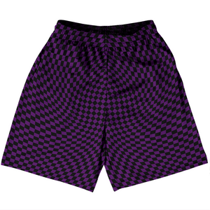 Warped Checkerboard Basketball Practice Shorts Made In USA - Purple Medium And Black Warped Checkerboard Basketball Practice Shorts Made In USA - Purple Medium And Black